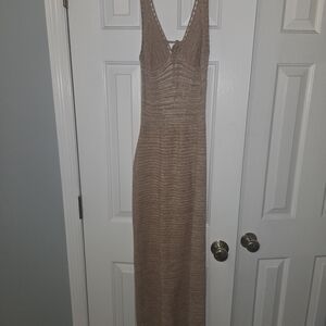 Torn by Ronny Kobo Tan Maxi Dress